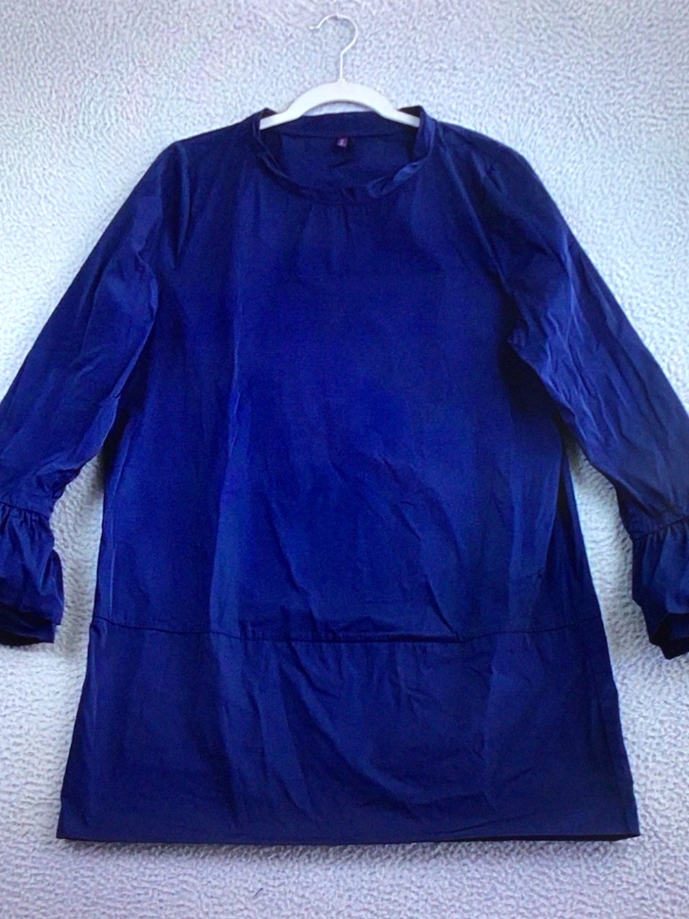 Katharina Hovman Deep Blue Long Sleeve Mini Dress with Ruffle Cuffs